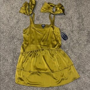 Satin Sleeveless Dress with Bow Straps
